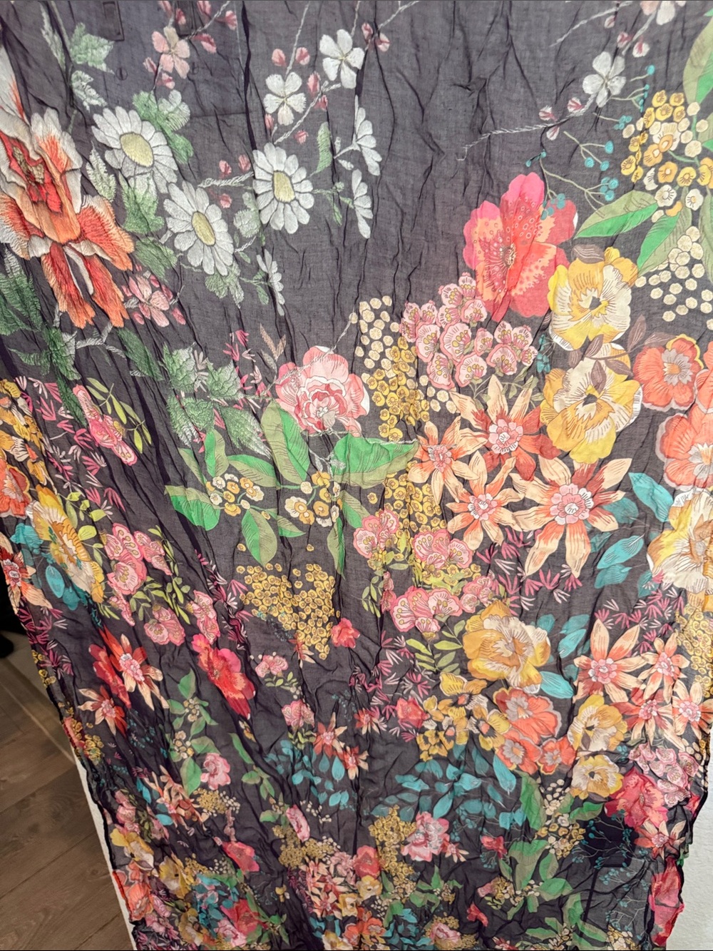 Johnny Was Camila NWT Dark Floral Scarf with Multicolor Bouquet - Picture 2 of 10